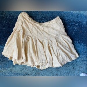 Aritzia cream yellow linen plaid skirt